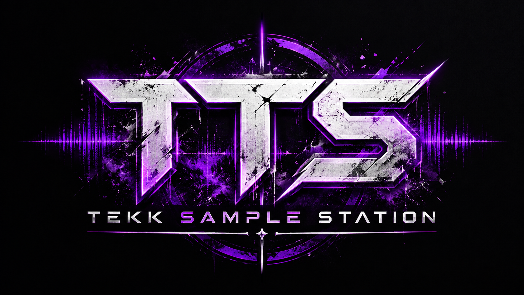 Tekk Sample Station – violettes Neon-Logo